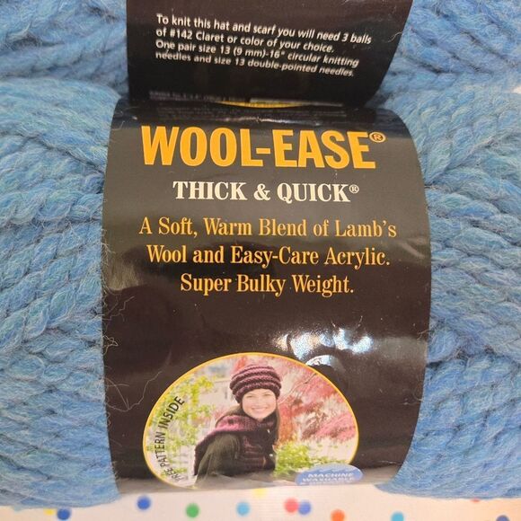 Lion Brand Wool-Ease Thick & Quick Yarn in SKY BLUE 6oz Ea - Picture 2 of 9